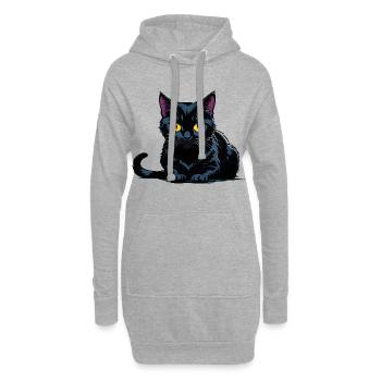 Nachtkatzensilhouette in Blau - Hoodie-Kleid - Grau meliert - Vorne