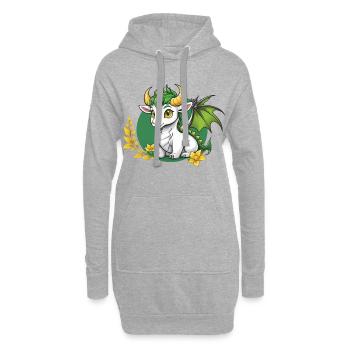 Kleiner Drache mit goldenen Hörnern - Hoodie-Kleid - Grau meliert - Vorne