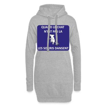 Wenn die Katze weg ist, spielen die Mäuse - Hoodie-Kleid - Grau meliert - Vorne