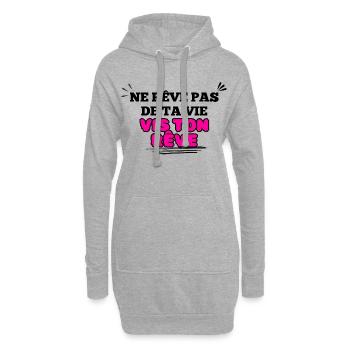 Message Inspirant Visuel florale rose - Sweat-shirt à capuche long Femme - gris chiné - Devant