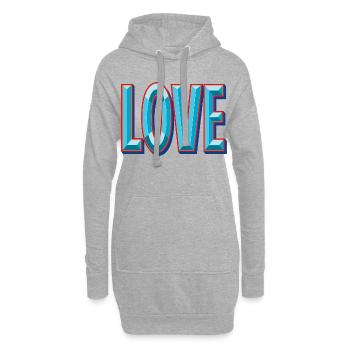 Découpe 3D LOVE - Sweat-shirt à capuche long Femme - gris chiné - Devant