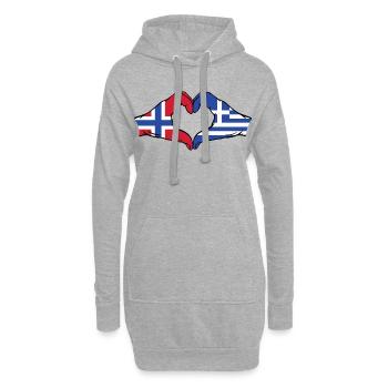 Norway Greece Flag Hands Heart Shape - Hoodie Dress - heather grey - Front