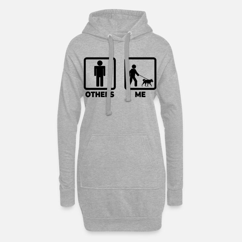 Hundebesitzer Strichmännchen - Hoodie-Kleid - Grau meliert
