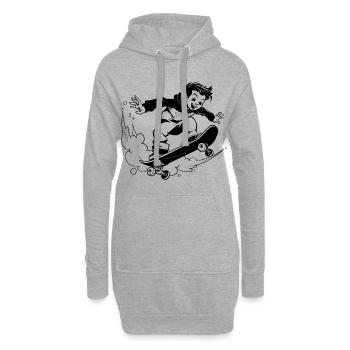 Cartoon Skateboarding Junge - Hoodie-Kleid - Grau meliert - Vorne