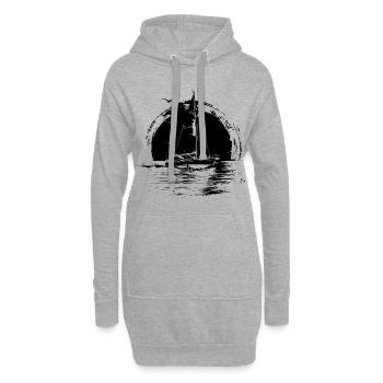 Segeln Zeichnung - Hoodie-Kleid - Grau meliert - Vorne