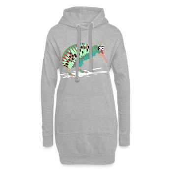 Drôles d’animaux - Drôle d’oiseau Kiwi Oiseau - Sweat-shirt à capuche long Femme - gris chiné - Devant