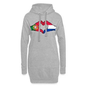Portugal Holland Flag Hands Heart Shape - Hoodie Dress - heather grey - Front