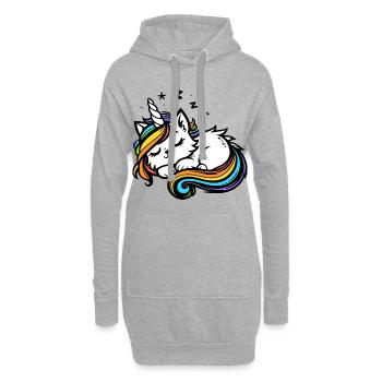 Chat licorne endormi (coloré) - Sweat-shirt à capuche long Femme - gris chiné - Devant