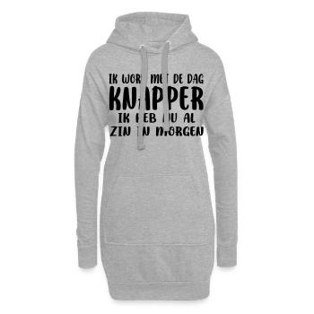 Je deviens de plus en plus beau. Hâte à demain # - Sweat-shirt à capuche long Femme - gris chiné - Devant