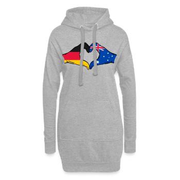 Allemagne Australie Drapeau Coeur Forme De Coeur - Sweat-shirt à capuche long Femme - gris chiné - Devant