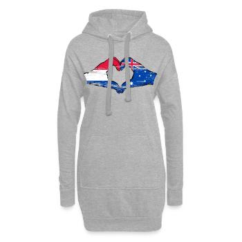 Hollande Australie drapeau forme de coeur utilisé - Sweat-shirt à capuche long Femme - gris chiné - Devant