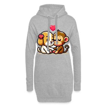 Cuddling Dog And Monkey In Love - Hoodie-Kleid - Grau meliert - Vorne