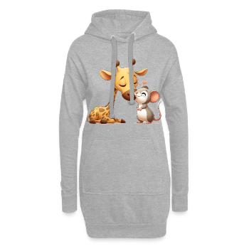 Câlins Girafe Et Souris Amoureuses - Sweat-shirt à capuche long Femme - gris chiné - Devant