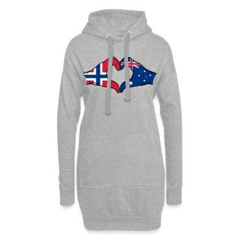 Norwegen Australien Flagge Herzform - Hoodie-Kleid - Grau meliert - Vorne