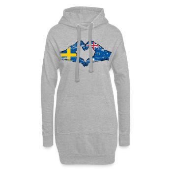 Schweden Australien Flagge Herzform used - Hoodie-Kleid - Grau meliert - Vorne
