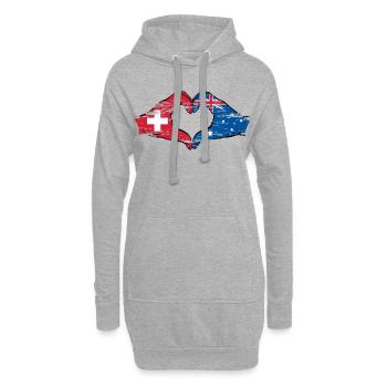 Schweiz Australien Flagge Herzform used - Hoodie-Kleid - Grau meliert - Vorne