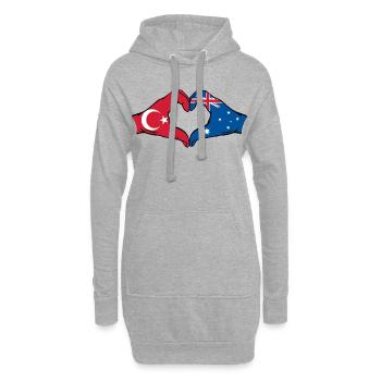 Türkei Australien Flagge Herzform - Hoodie-Kleid - Grau meliert - Vorne