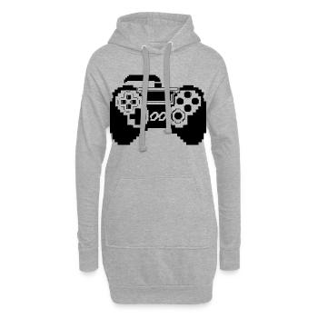 Graphismes pixel de la manette de jeu - Sweat-shirt à capuche long Femme - gris chiné - Devant