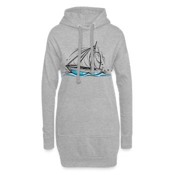 Segelboot Zeichnung - Hoodie-Kleid - Grau meliert - Vorne