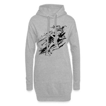 Dessin de coureur - Sweat-shirt à capuche long Femme - gris chiné - Devant