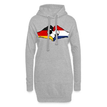 Allemagne Hollande Football Drapeau Mains Coeur Forme - Sweat-shirt à capuche long Femme - gris chiné - Devant