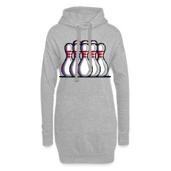 Pixel Bowling Pins - Hoodie-Kleid - Grau meliert - Vorne