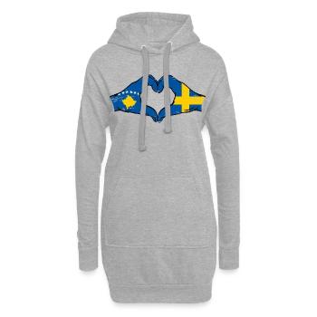Kosovo Suède drapeau mains forme de coeur utilisé - Sweat-shirt à capuche long Femme - gris chiné - Devant