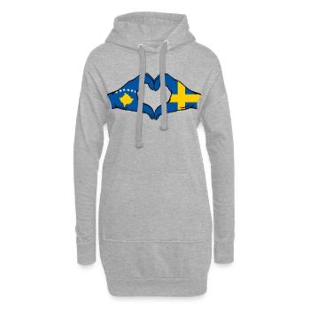 Kosovo Suède Drapeau Mains Coeur Forme - Sweat-shirt à capuche long Femme - gris chiné - Devant