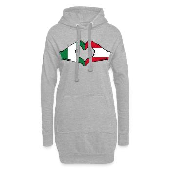 Nigeria Autriche Drapeau Mains Coeur Forme - Sweat-shirt à capuche long Femme - gris chiné - Devant