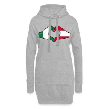 Nigeria Autriche Drapeau Mains Coeur Forme Utilisé - Sweat-shirt à capuche long Femme - gris chiné - Devant