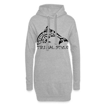 Polynesischer schwarzer Delfin - Hoodie-Kleid - Grau meliert - Vorne