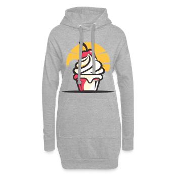 Dessin de crème glacée - Sweat-shirt à capuche long Femme - gris chiné - Devant