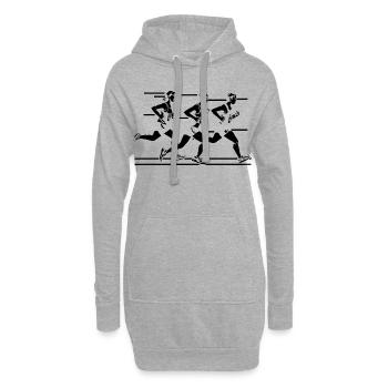 Dessin d’un marathonien - Sweat-shirt à capuche long Femme - gris chiné - Devant