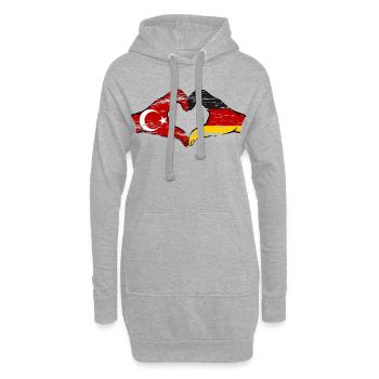 Turquie Allemagne Mains Forme de Coeur Utilisé - Sweat-shirt à capuche long Femme - gris chiné - Devant