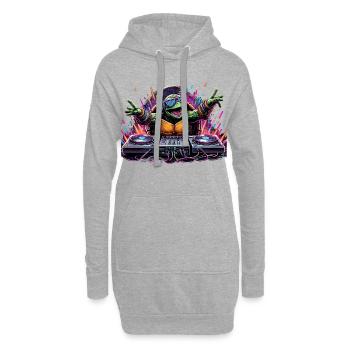 Schildkröte The DJ Musik Geschenk - Hoodie-Kleid - Grau meliert - Vorne