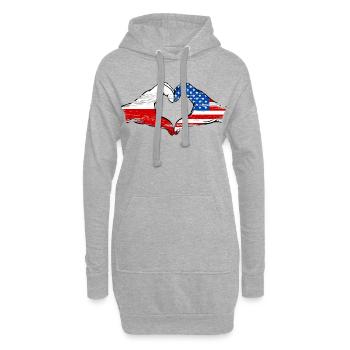 Pologne USA drapeau coeur forme utilisé - Sweat-shirt à capuche long Femme - gris chiné - Devant