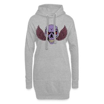 Crâne squelettique avec des ailes - Sweat-shirt à capuche long Femme - gris chiné - Devant