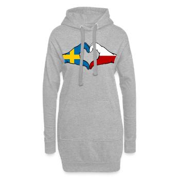 Suède Pologne Drapeau Coeur Forme - Sweat-shirt à capuche long Femme - gris chiné - Devant