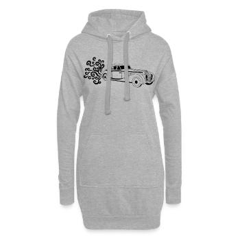 Schwarzer Oldtimer - Hoodie-Kleid - Grau meliert - Vorne
