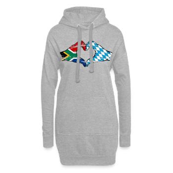 Afrique du Sud Bavière drapeau mains coeur utilisé - Sweat-shirt à capuche long Femme - gris chiné - Devant