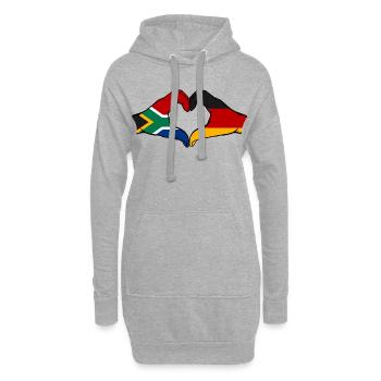Afrique du Sud Allemagne Drapeau Mains Coeur Forme - Sweat-shirt à capuche long Femme - gris chiné - Devant