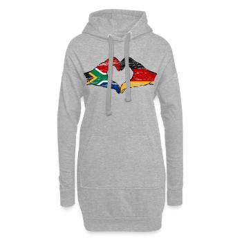 Afrique du Sud Allemagne Drapeau Mains Coeur Forme Utilisé - Sweat-shirt à capuche long Femme - gris chiné - Devant