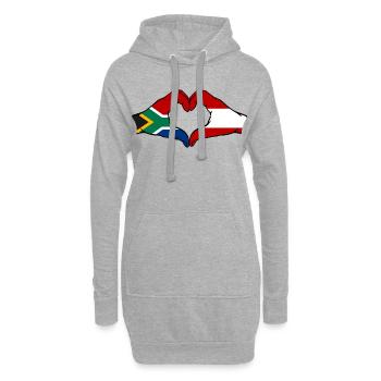 Afrique du Sud Autriche Drapeau Mains Coeur Forme - Sweat-shirt à capuche long Femme - gris chiné - Devant