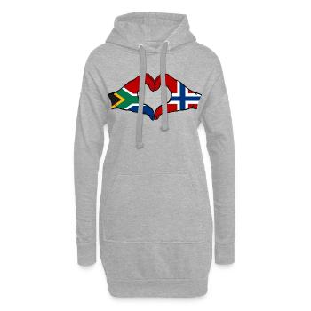Afrique du Sud Norvège Drapeau Mains Coeur Forme - Sweat-shirt à capuche long Femme - gris chiné - Devant