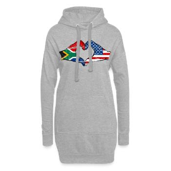 Südafrika USA Flagge Hände Herzform used - Hoodie-Kleid - Grau meliert - Vorne
