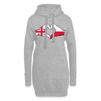 Georgien Polen Flagge Hände Herzform - Hoodie-Kleid - Grau meliert - Vorne