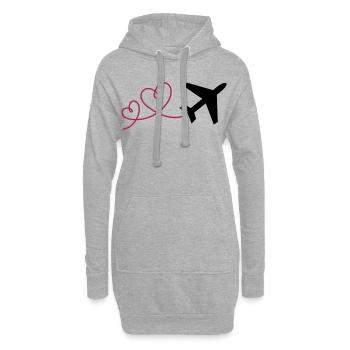 Avion à 2 cœurs - Sweat-shirt à capuche long Femme - gris chiné - Devant