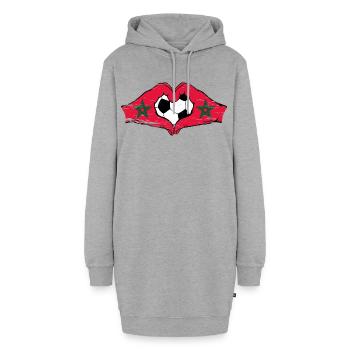Maroc drapeau football mains forme de coeur utilisé - Sweat-shirt à capuche long Femme - gris chiné - Devant