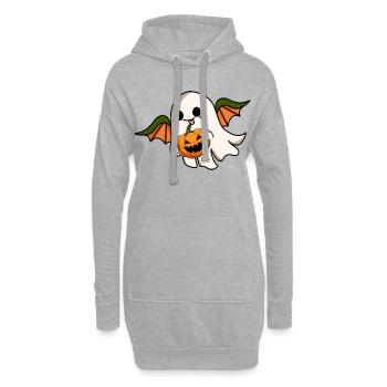 Halloween fantôme chauve-souris ailes Jack-o'-lantern - Sweat-shirt à capuche long Femme - gris chiné - Devant