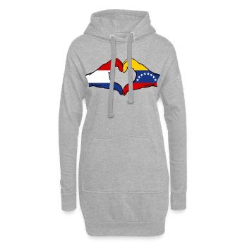 Drapeau Hollande Venezuela mains forme de coeur - Sweat-shirt à capuche long Femme - gris chiné - Devant